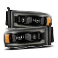 AlphaRex 02-05 Dodge Ram 1500 PRO-Series Projector Headlights Plank Style Alpha Black w/Seq Signal 880572
