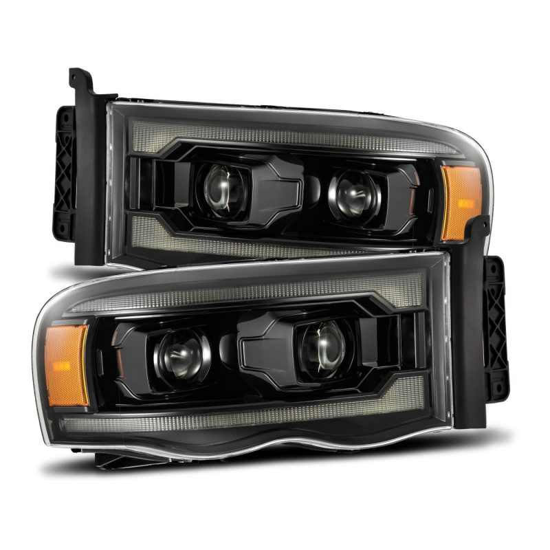 AlphaRex 02-05 Dodge Ram 1500 PRO-Series Projector Headlights Plank Style Alpha Black w/Seq Signal 880572