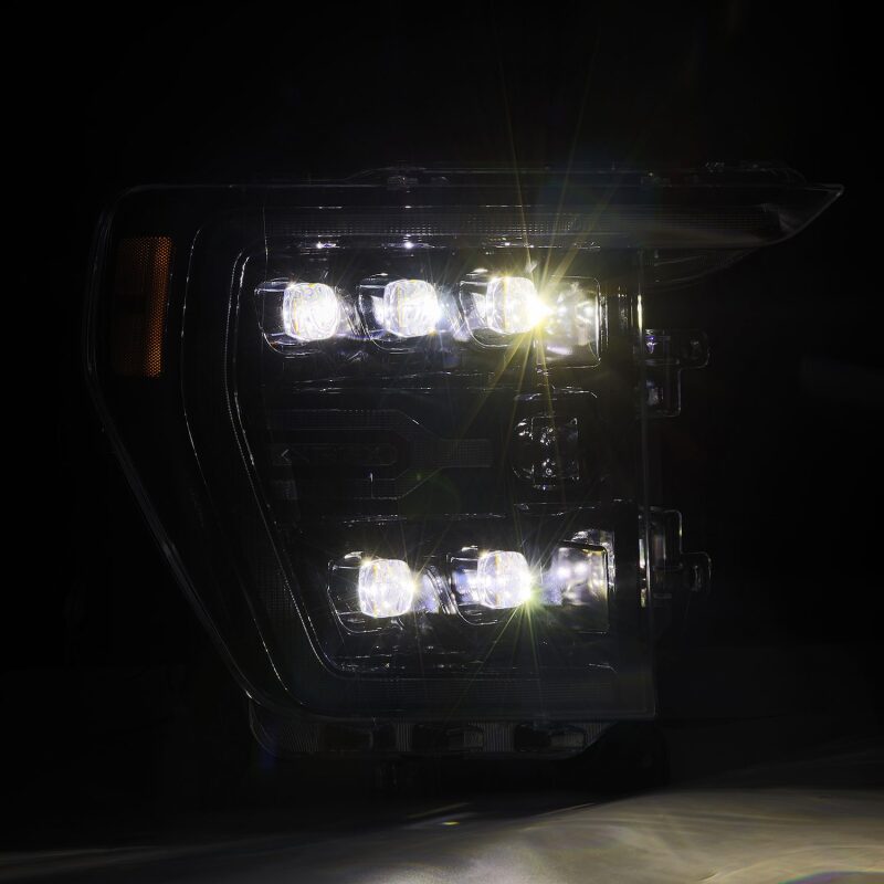 AlphaRex 21-22 Ford F-150 NOVA LED Proj Headlights Plank Style Alpha Blk w/Activ Light/Seq Signal 880138