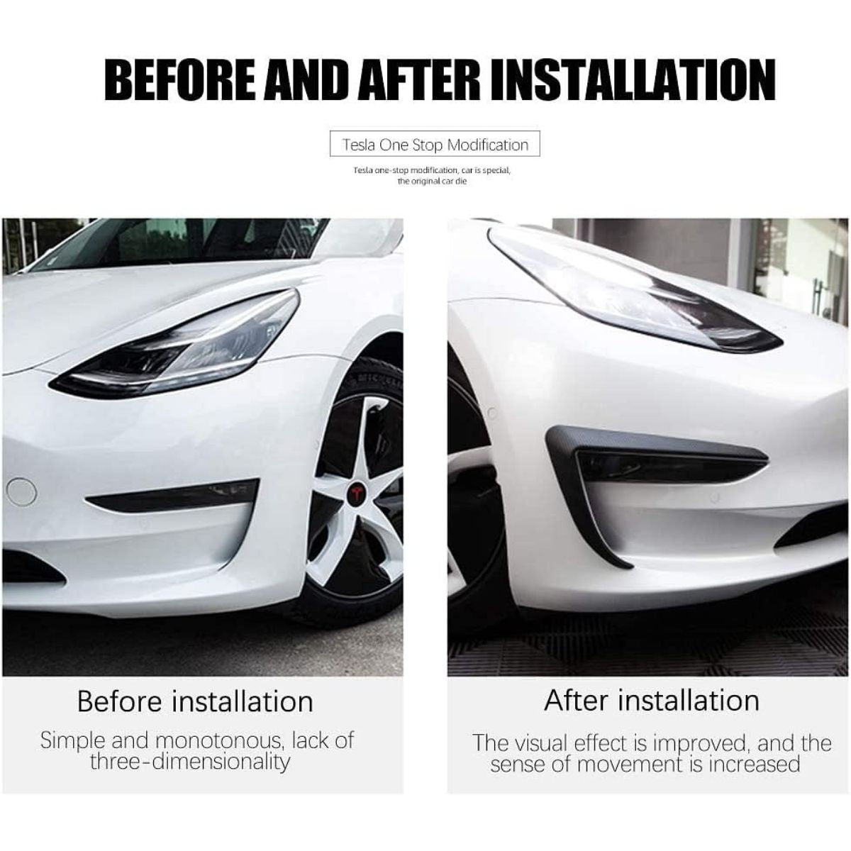 Front Fog Light Eyebrow Trim for Model 3/Y | 4 Finishes | 2-Pack