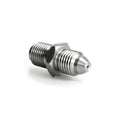 AN4 Male to 7/16" x 24 Male Straight Adapter with 1.0mm Restriction for Turbo Oil Feeds HEL Stainless Steel