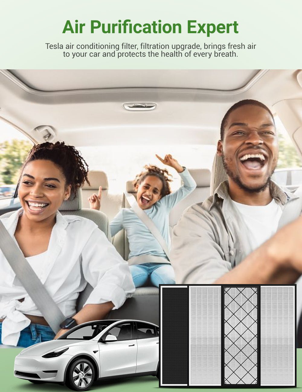 Complete HEPA Cabin Air Filter Set for Model Y | Upper & Lower (4-Pack)