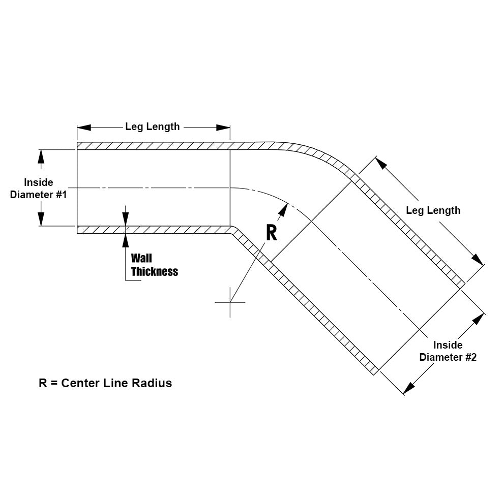 HPS 1-3/4" - 2-1/4" Silicone 45 Degree Elbow Reducer Coupler Hose, High Temp 4-ply Reinforced, 45mm - 57mm ID