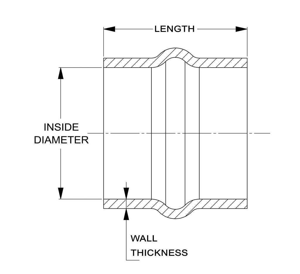 HPS 1-3/8" ID, 6" Length, Silicone Straight Hump Coupler Hose Hot Side, Ultra High Temp 4-ply Aramid Reinforced, Max. Temperature: 500F, 35mm ID