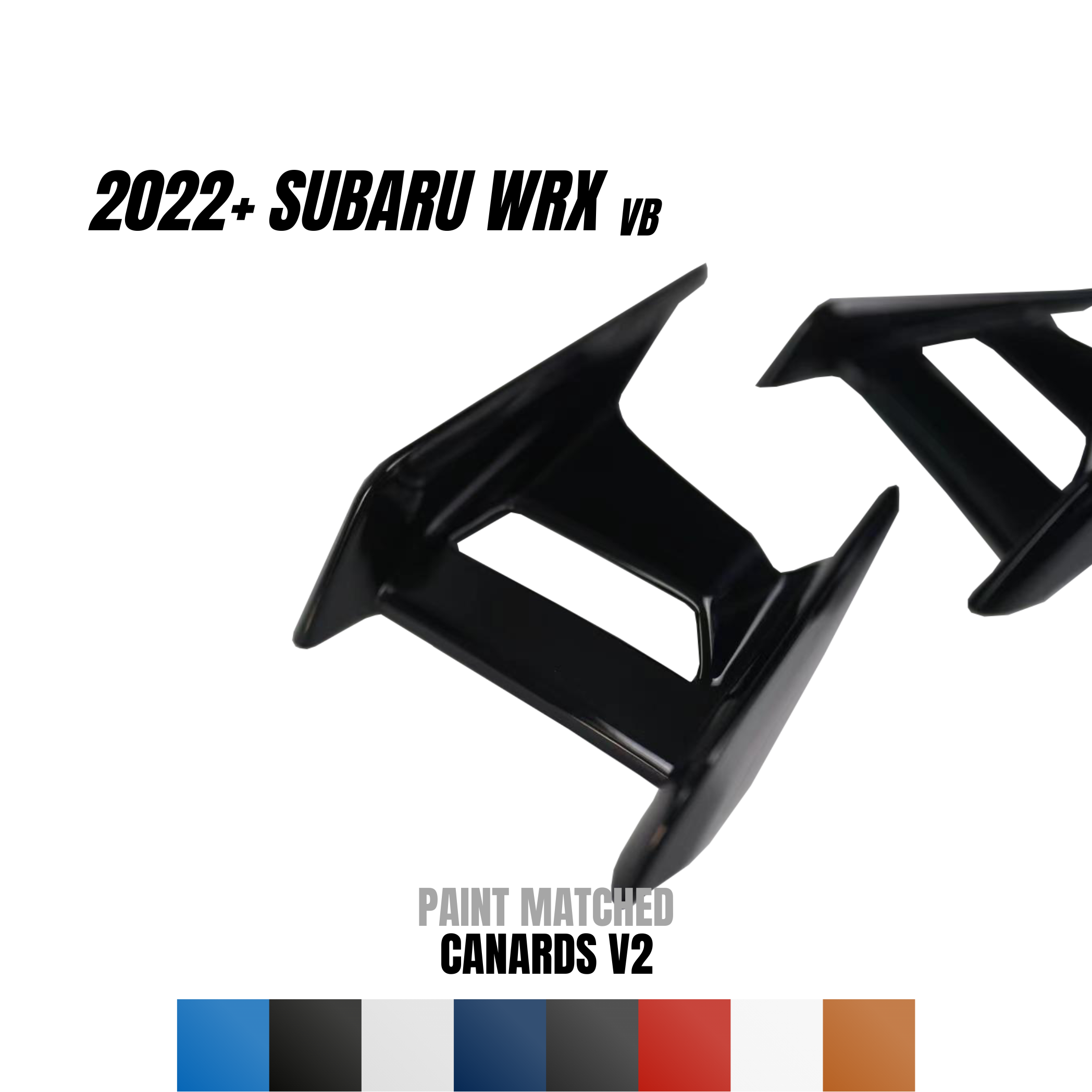 JDMuscle [22-25 WRX] Canards V2 - Paint Matched / Gloss Black / ABS