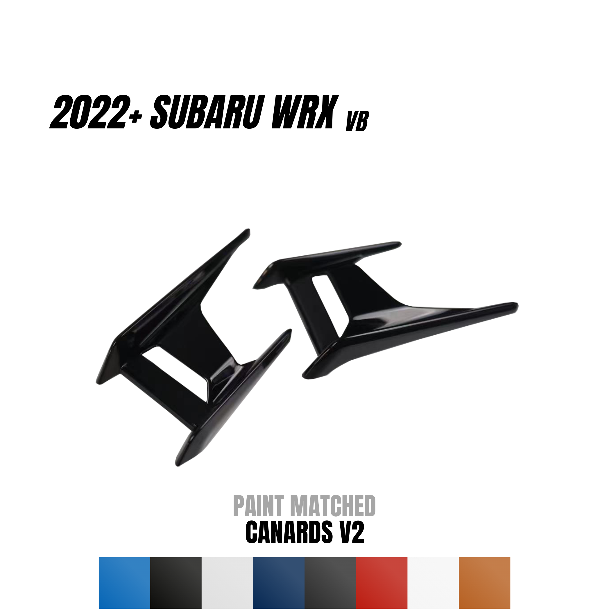 JDMuscle [22-25 WRX] Canards V2 - Paint Matched / Gloss Black / ABS
