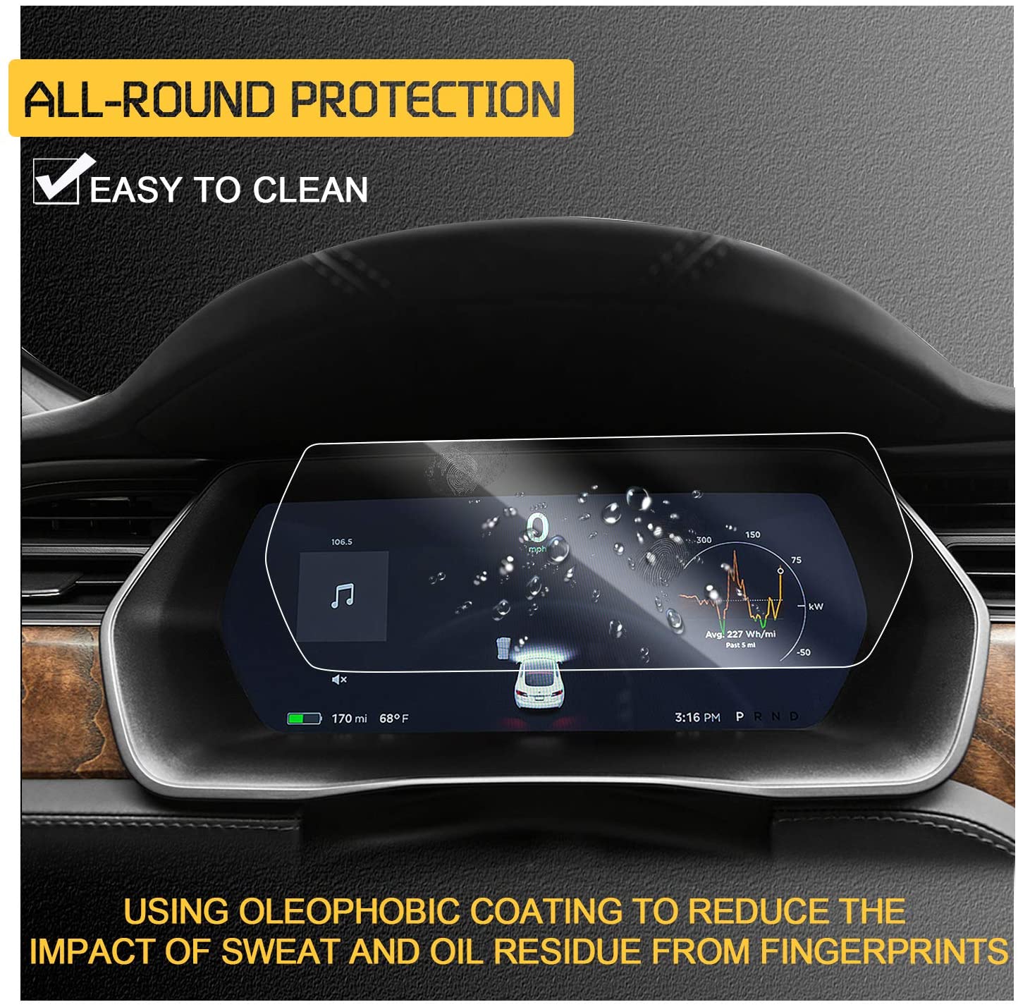 Instrument screen tempered film 【13 inch】 suitable for Tesla Model S/X 2017-2020