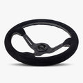 The Le Mans | Black Alcantara Suede | Black Spoke | White Stitch