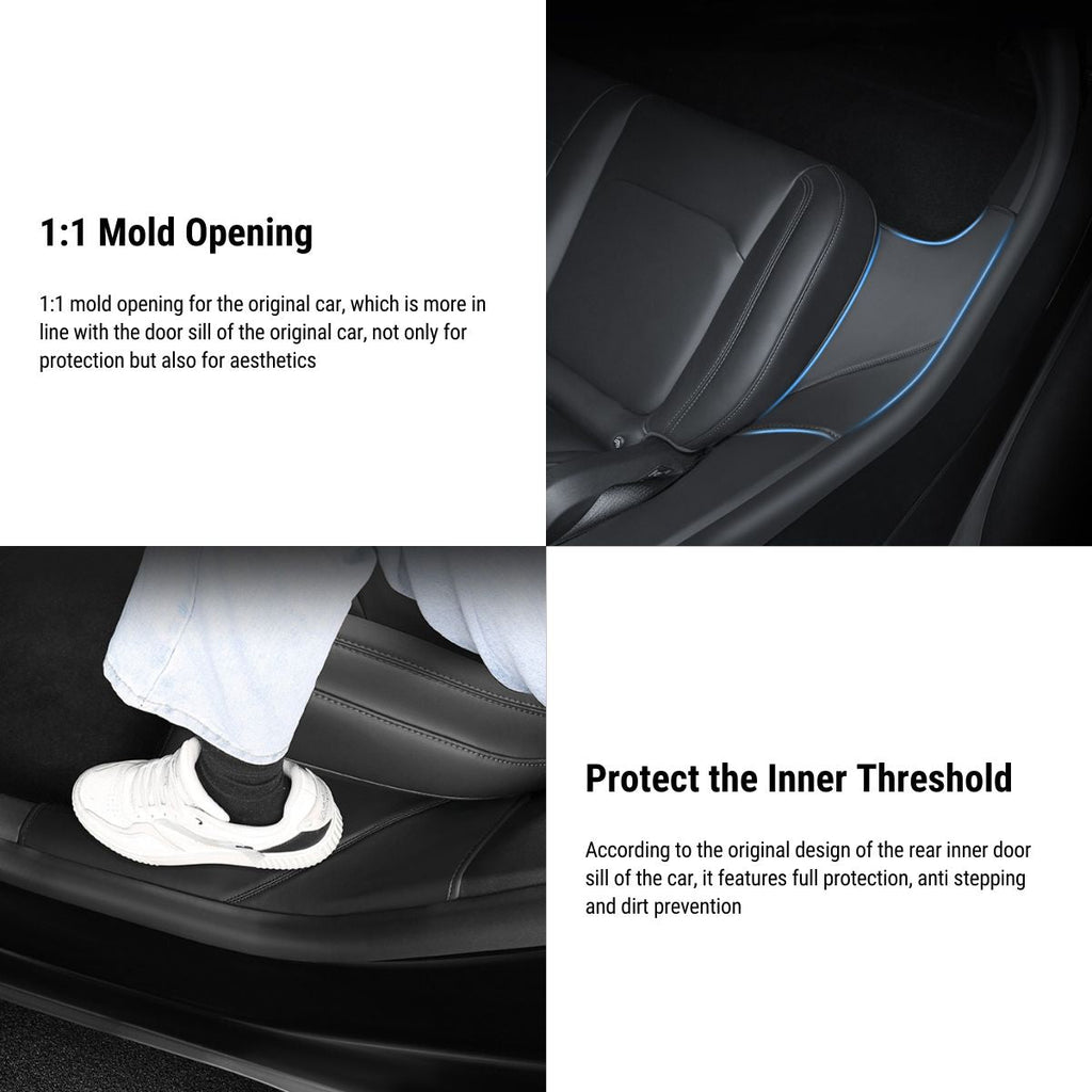 Leather Rear Door Sill Protector for Tesla Model Y 2020-2024