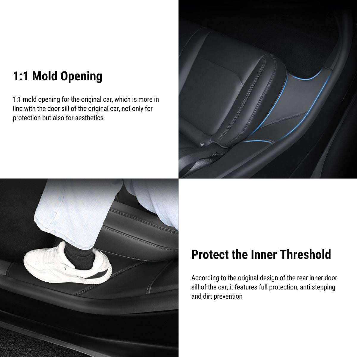 Leather Rear Door Sill Protector for Tesla Model Y 2020-2024