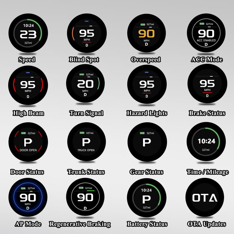 Tesery MagLink HUD - OLED Magnetic Dashboard Display for Model Y Juniper / Model 3 Highland