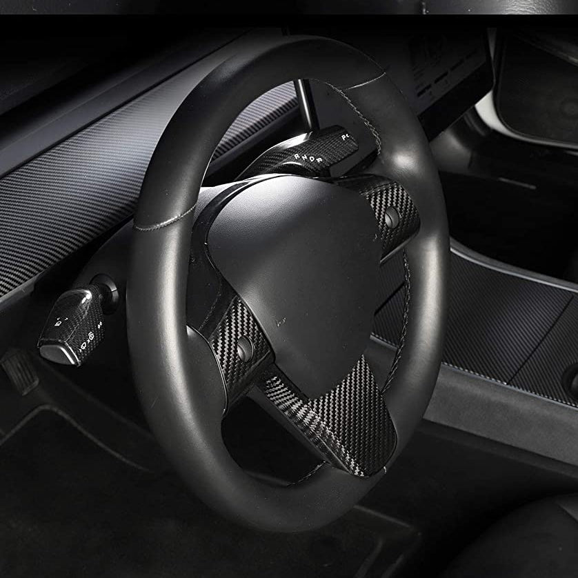 Model 3 / Y Steering Wheel Patch - Carbon Fiber Interior Mods