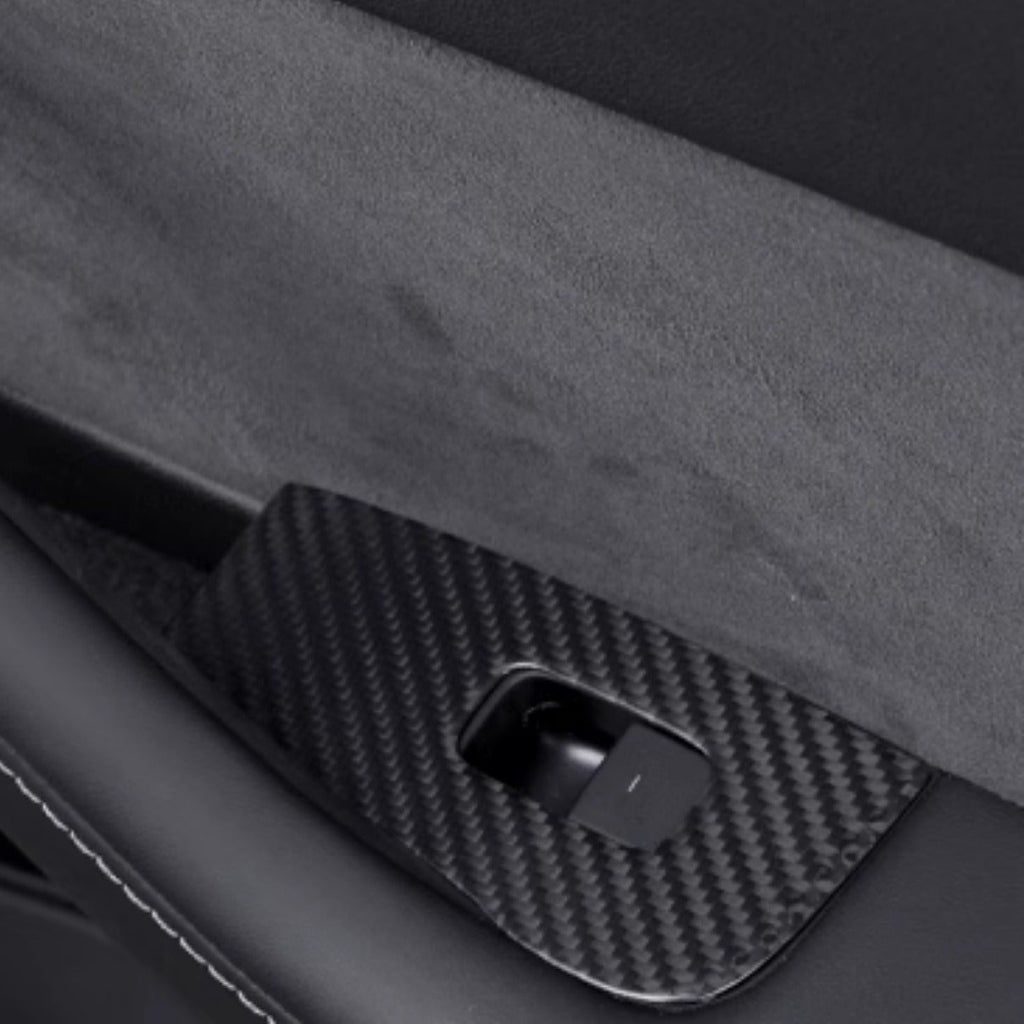 Dry Carbon Fiber Window & Door Switch Covers for Model Y / Model 3 Highland（Left Hand Drive）