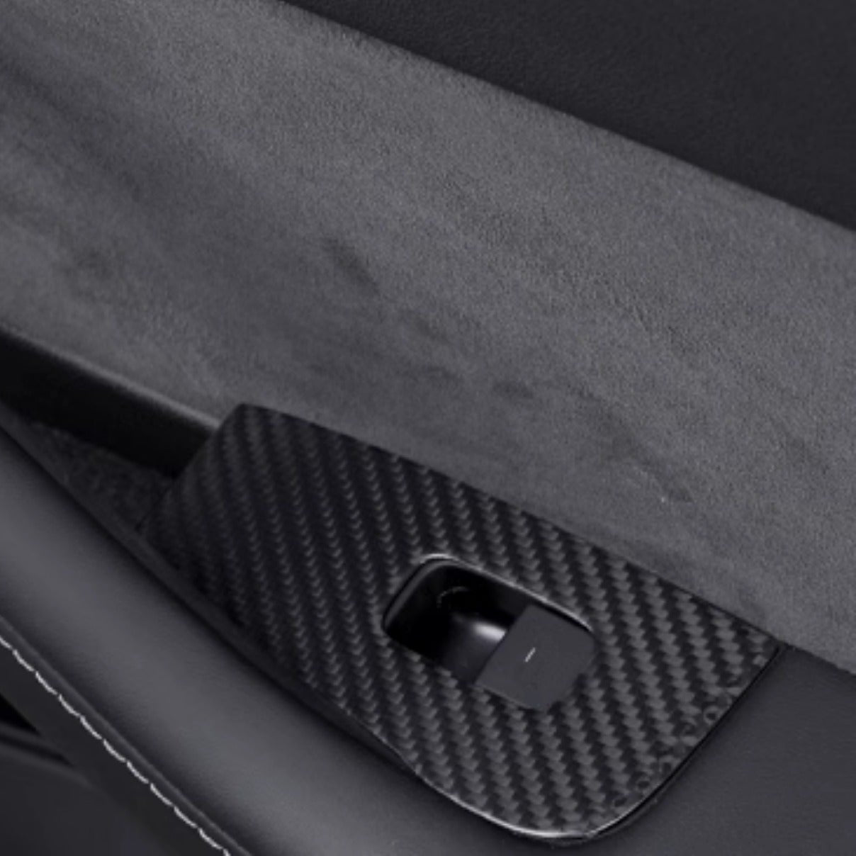 Dry Carbon Fiber Window & Door Switch Covers for Model Y / Model 3 Highland（Left Hand Drive）