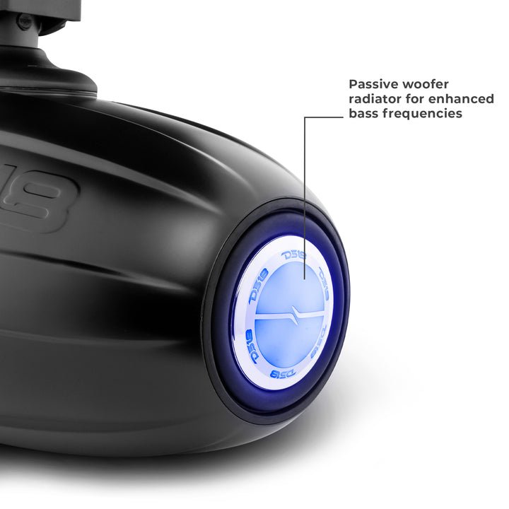 NXL 10" Neodymium Marine and Powersports Towers with Built-in Passive Radiator, 1" Driver and LED RGB Lights 300 Watts Rms