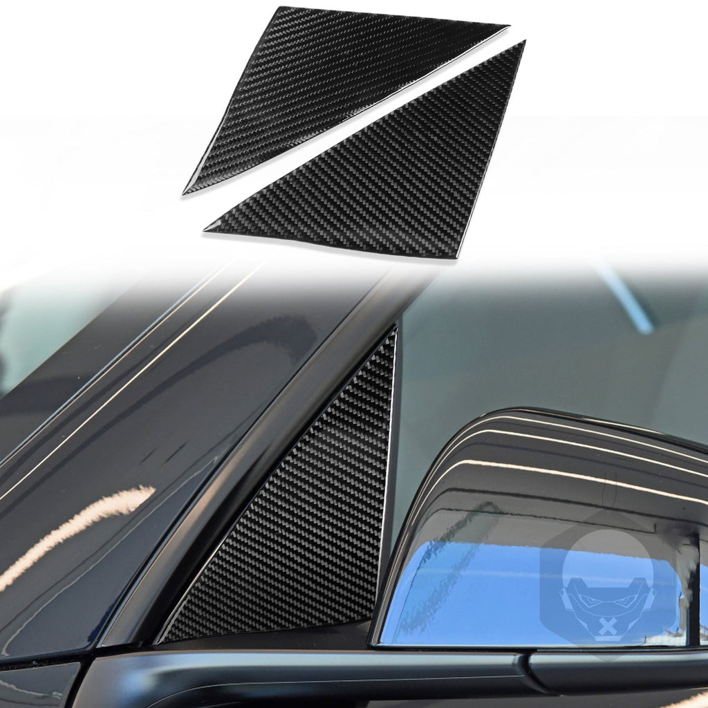 Carbon Fiber Triangle Window Trim for Model Y 2020-2025.03 | Mirror Area | Self-Adhesive