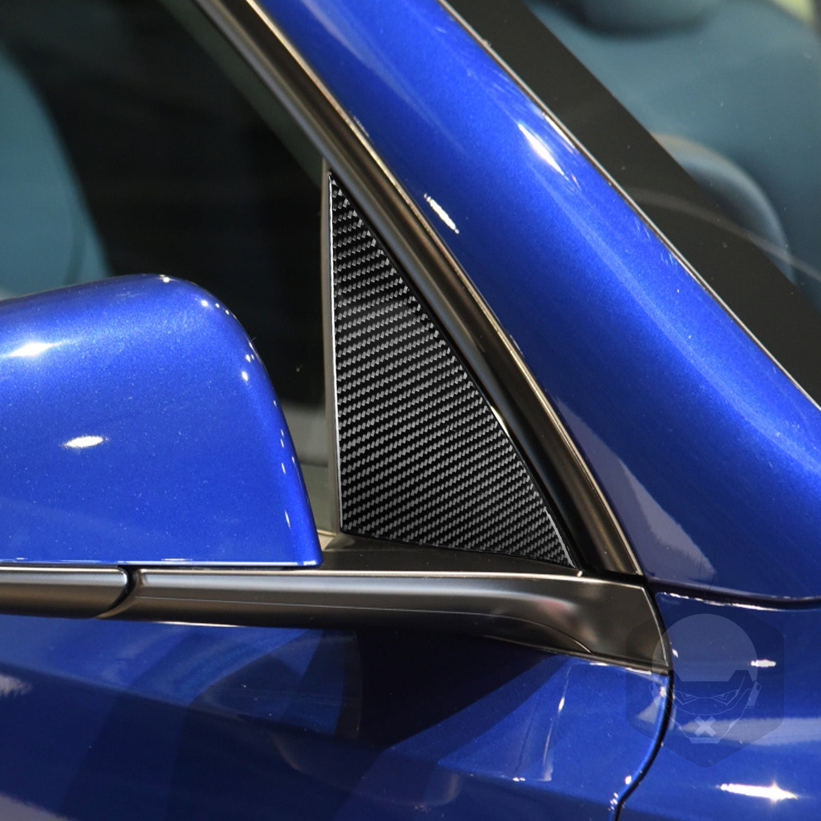 Carbon Fiber Triangle Window Trim for Model Y 2020-2025.03 | Mirror Area | Self-Adhesive