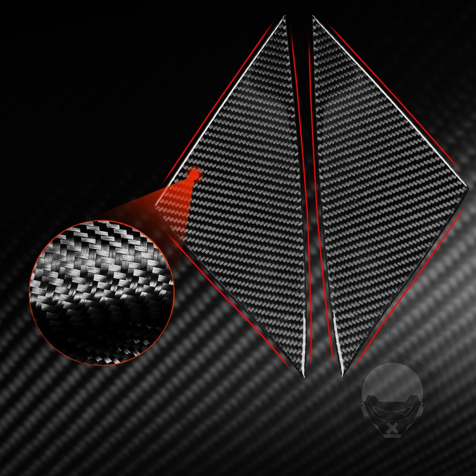 Carbon Fiber Triangle Window Trim for Model Y 2020-2025.03 | Mirror Area | Self-Adhesive