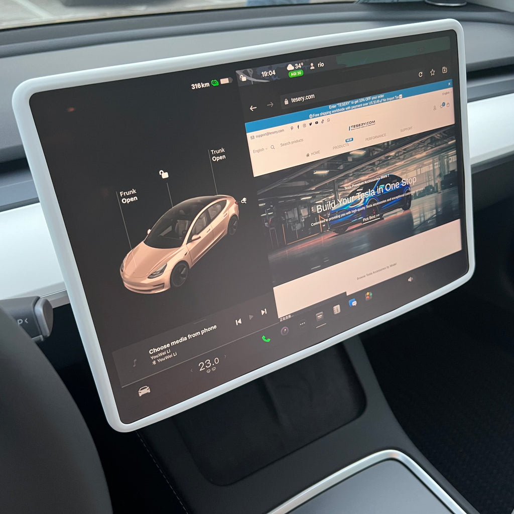 Silicone Central Screen Protector Frame for Model 3 / Y