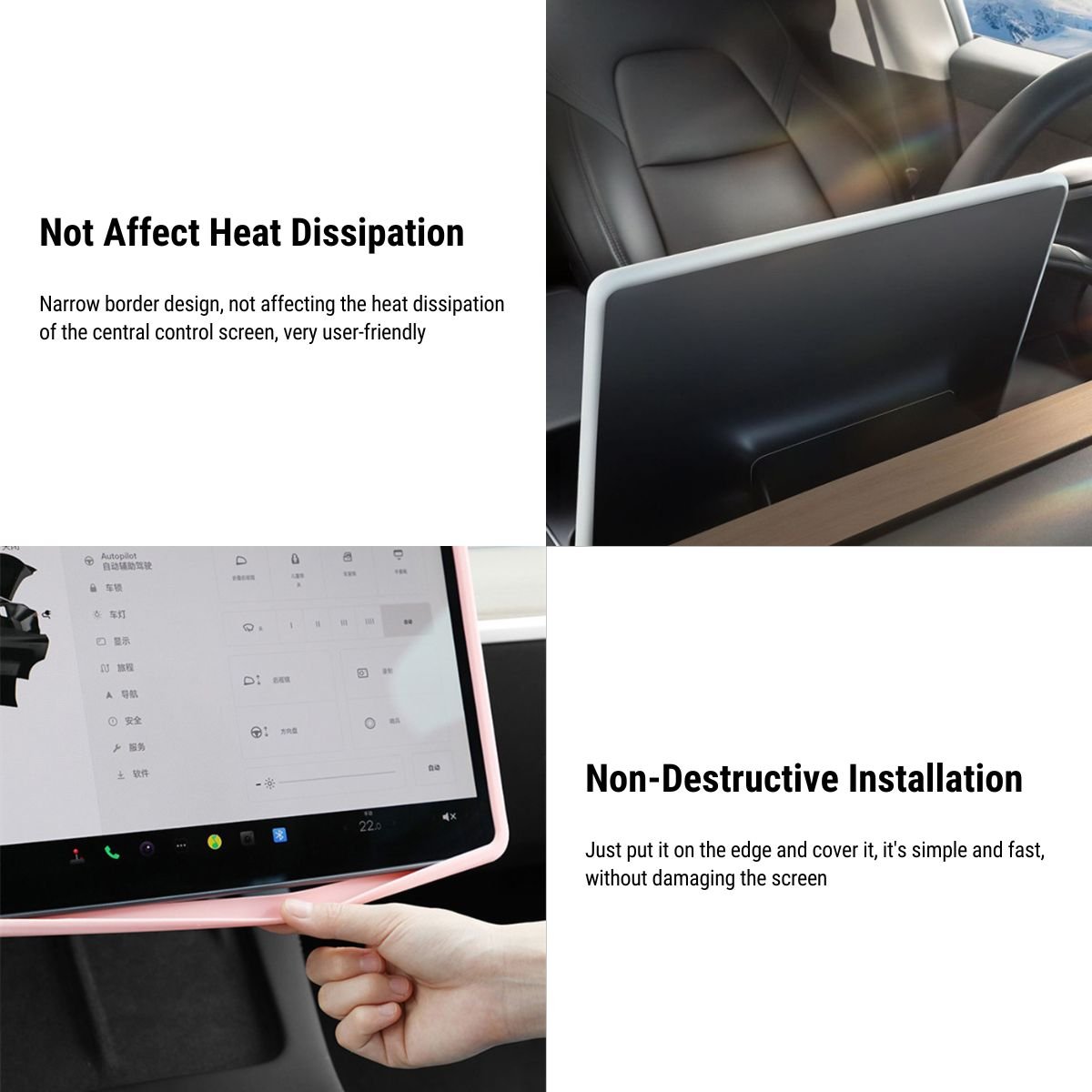 Silicone Central Screen Protector Frame for Model 3 / Y
