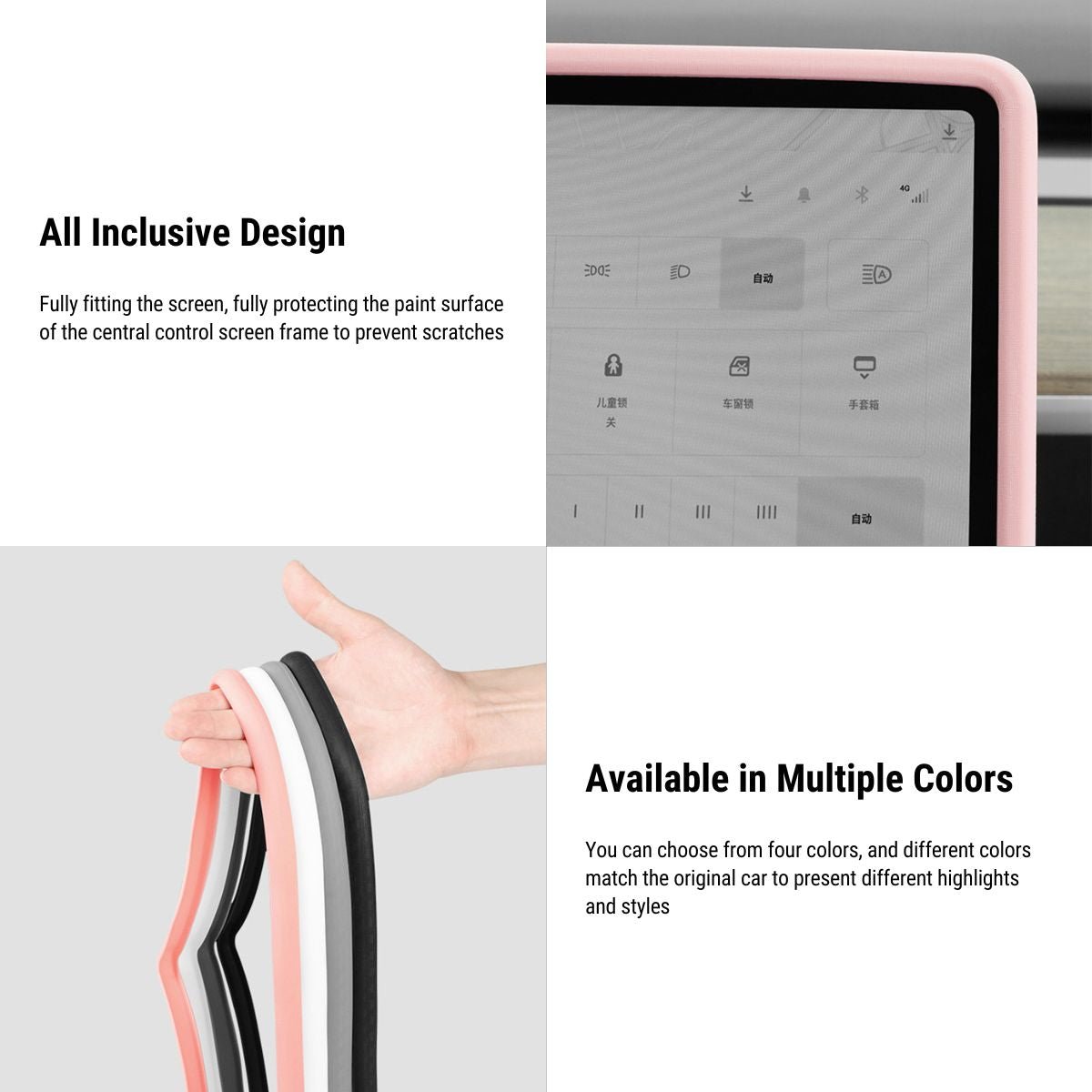 Silicone Central Screen Protector Frame for Model 3 / Y