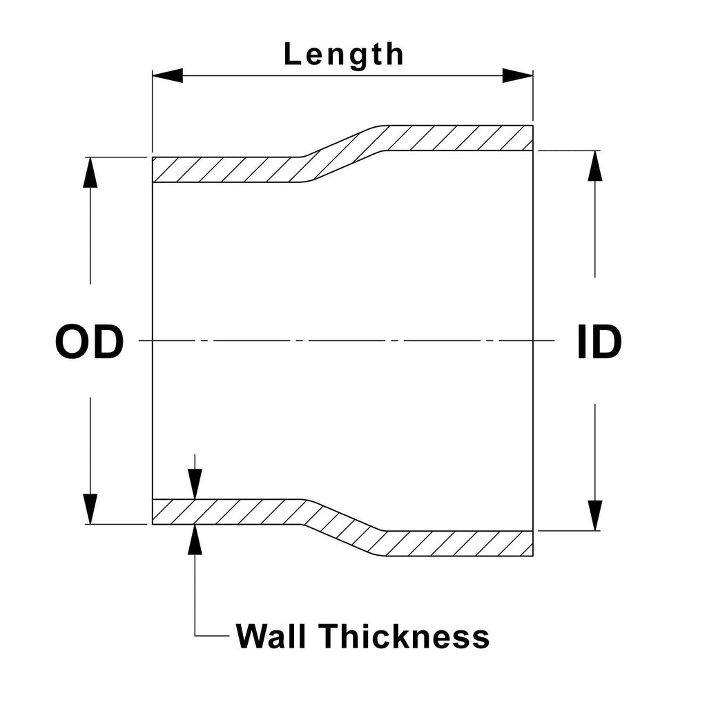 HPS 1-3/4" OD to 1-3/4" ID, 6061 Aluminum Slip Fit Transition Reducer Tube Joiner, 4" Long