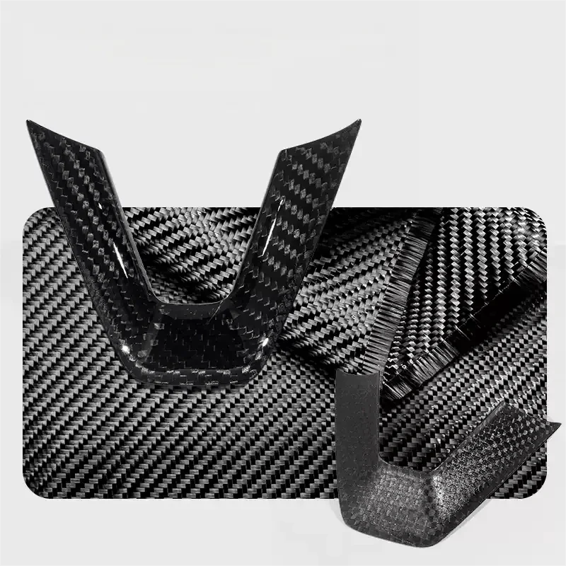 Steering Wheel Bezel Overlay Real Dry Carbon Fiber for Model 3 Highland & Model Y Juniper (3 Pieces)