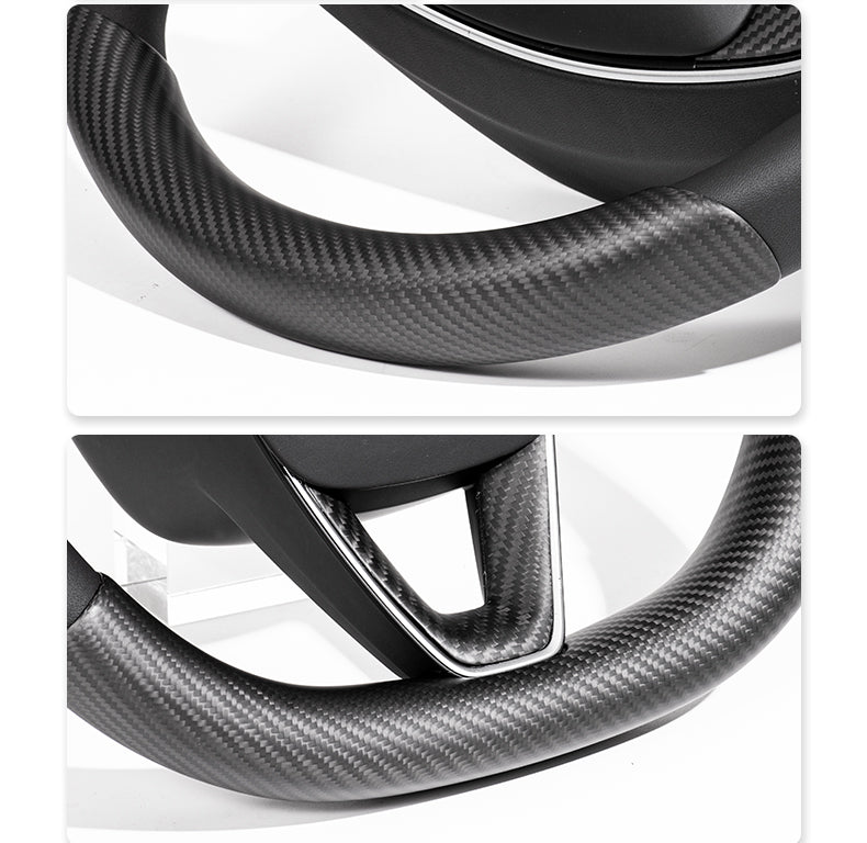 Steering Wheel Trim Covers for New Model Y & Model 3 Highland | Real Dry Carbon Fiber