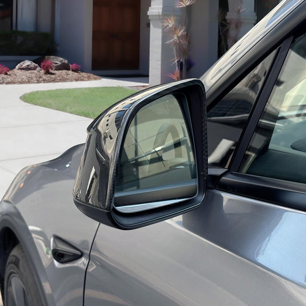 Carbon Fiber Mirror Covers for Model Y 2020-2025.03 | Juniper Style | 3 Finishes | 3M Adhesive