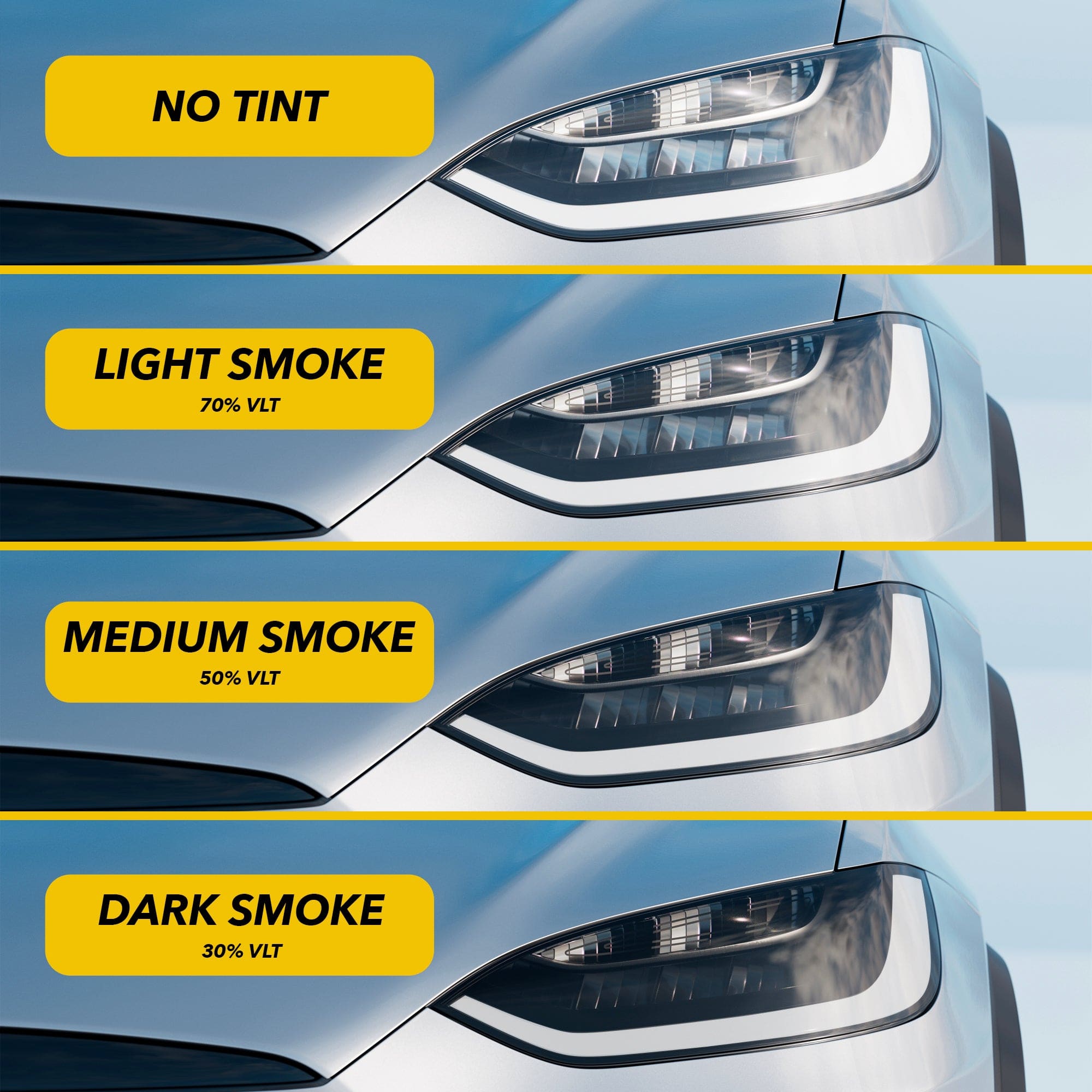 Headlights Clear PPF / Smoke Tinted PPF | Tesla Model X 2016-2026 - Smokey Headlamp Covers