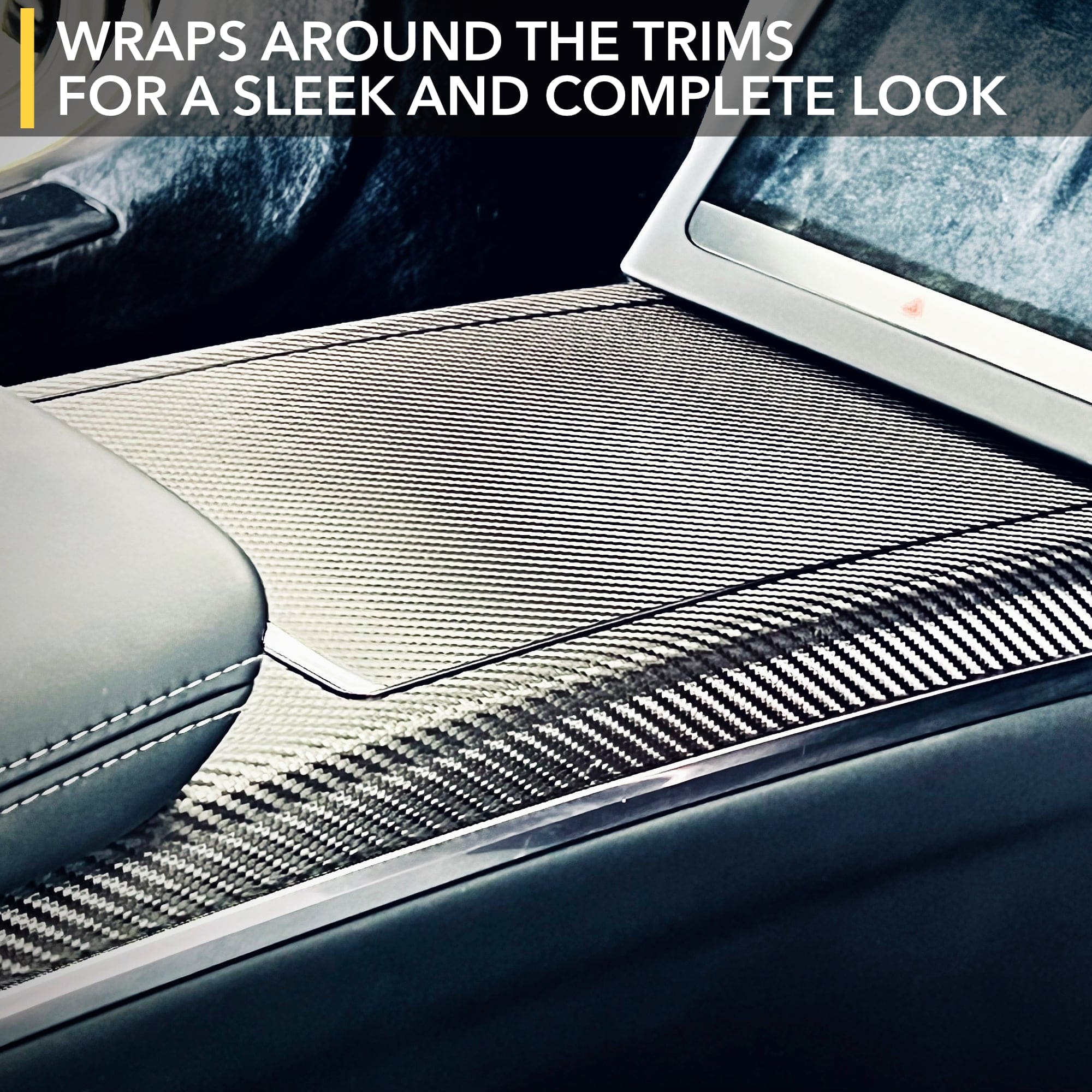 Interior Vinyl Wrap Kit | Tesla Model X 2021-2026 (Refresh)- Plaid Style Black Carbon Fiber