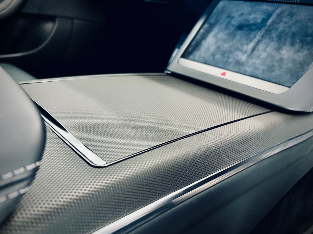 Interior Vinyl Wrap Kit | Tesla Model X 2021-2026 (Refresh)- Plaid Style Black Carbon Fiber