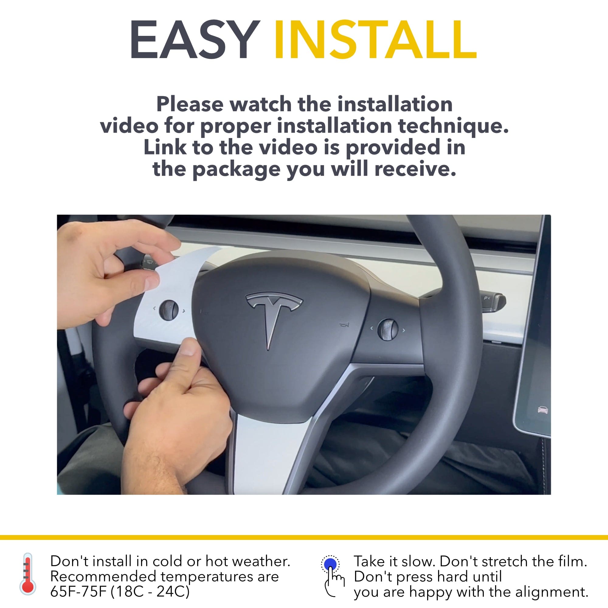 Steering Wheel Vinyl Cover | 2017-2023 Tesla Model 3 & 2021-2025 Tesla Model Y