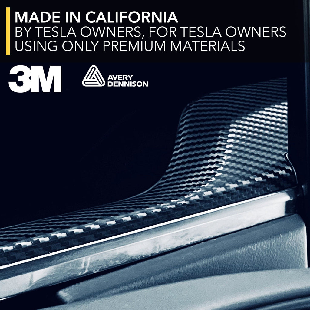 Interior Vinyl Wrap Kit | Plaid Style Black Carbon Fiber for Tesla Model S 2021-2026