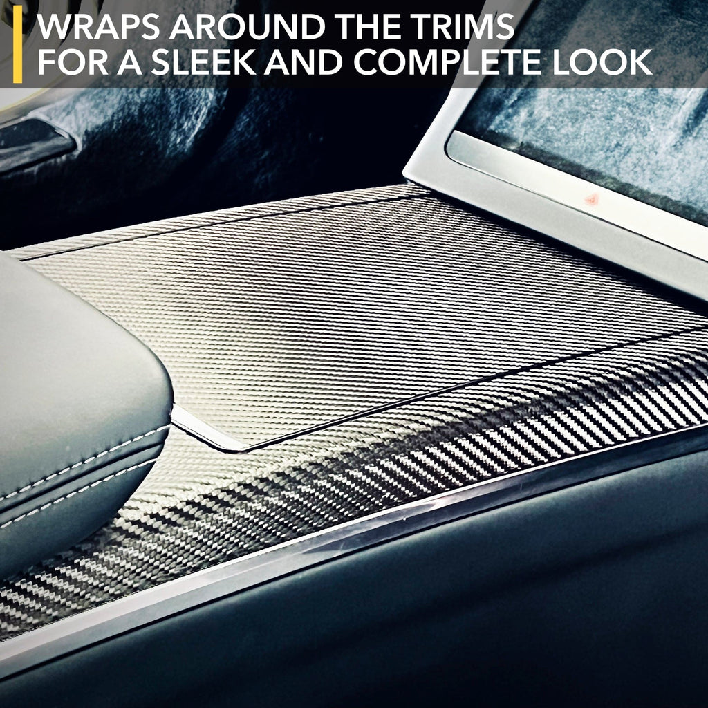 Interior Vinyl Wrap Kit | Plaid Style Black Carbon Fiber for Tesla Model S 2021-2026