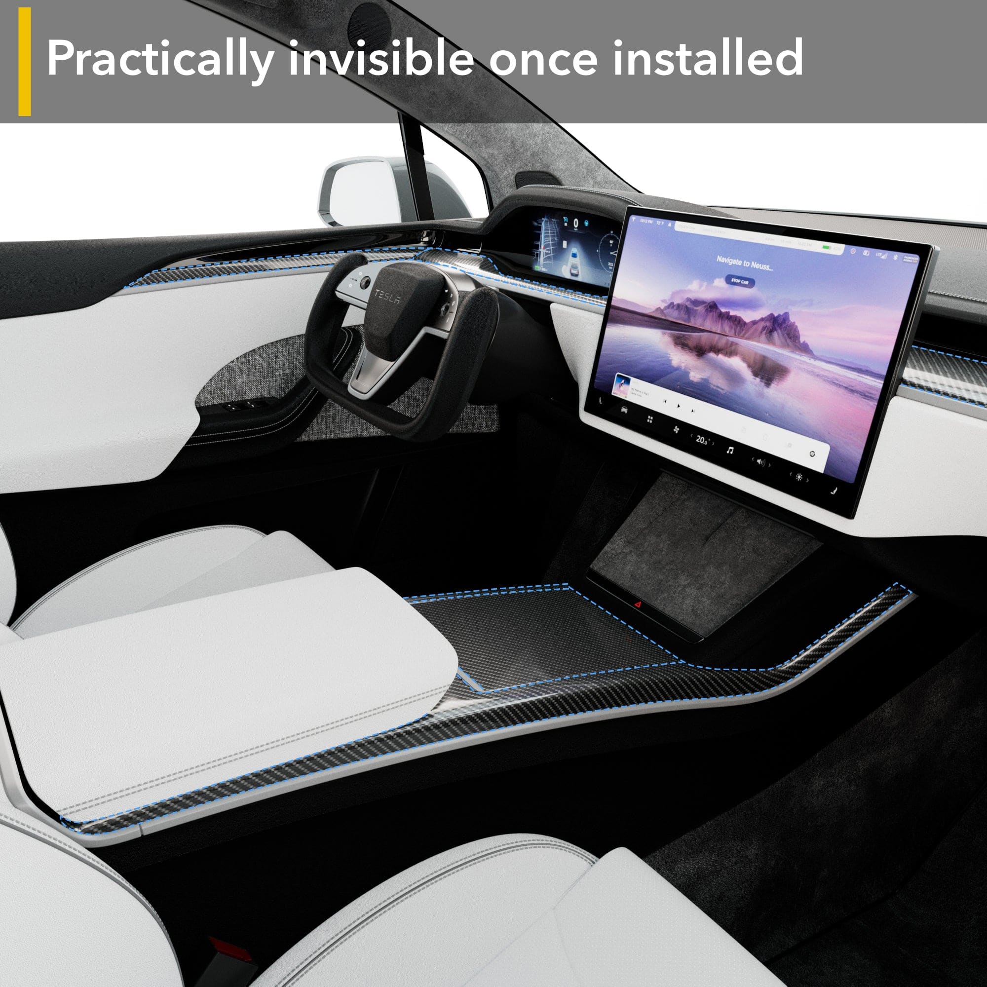 Interior PPF Kit | Tesla Model X Plaid 2021-2026 Refresh - Paint Protection Film Wrap for All Carbon Fiber Trims