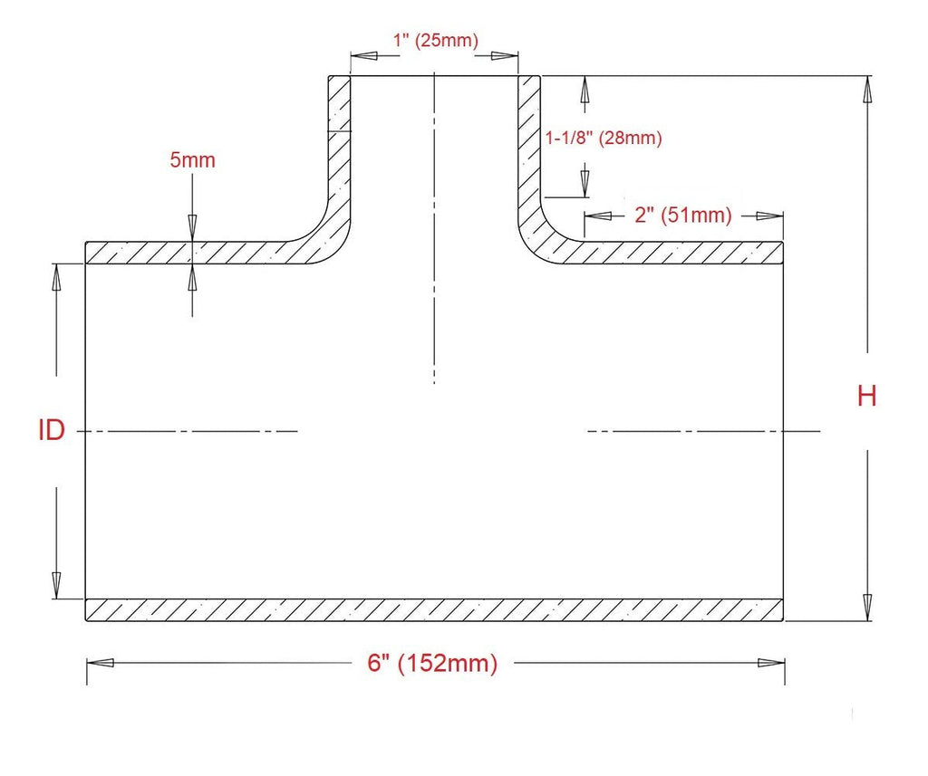 HPS 2" ID, 1" ID Branch, Silicone T Hose Coupler Hose Adapter, High Temp 4-ply Reinforced, 51mm ID, Blue