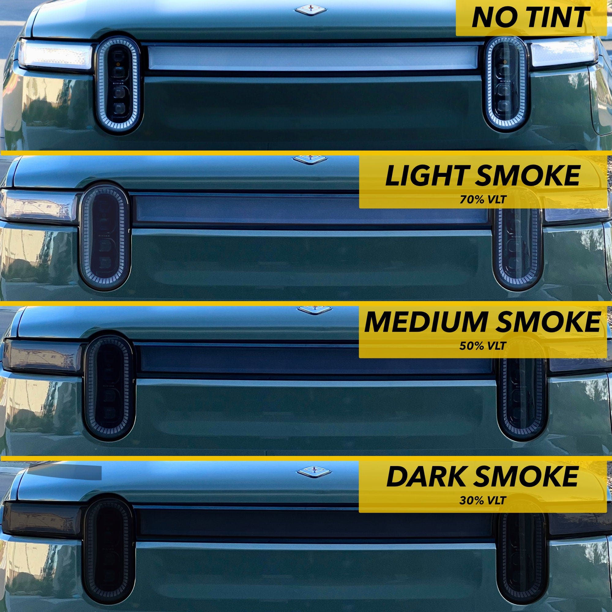Headlights Clear PPF / Smoke Tint | for Rivian R1T & R1S 2021-2026 - Smokey Headlamp Covers